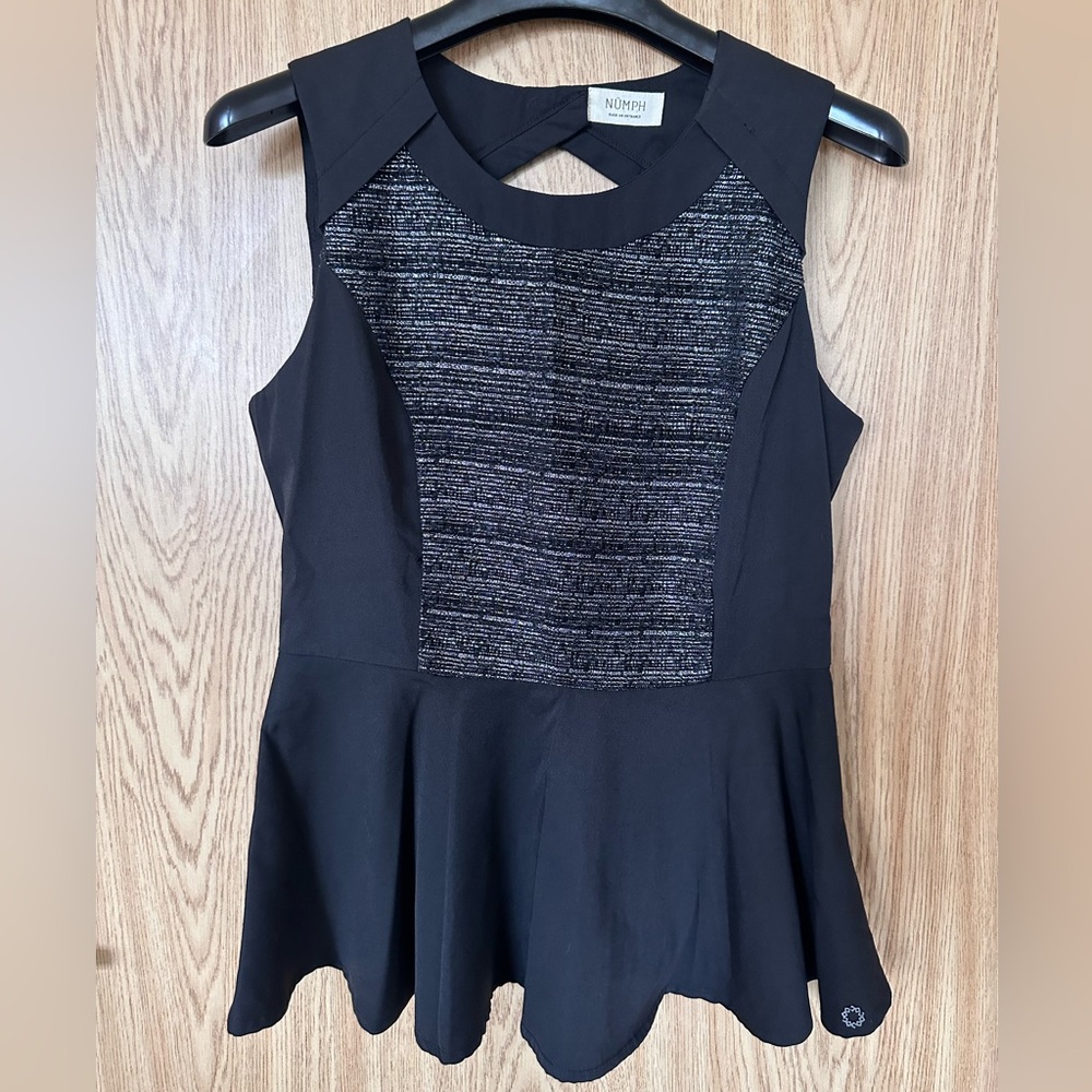New NUMPH Black Gray Sleeveless Top Women’s UK10